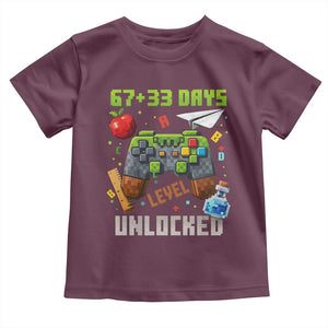 67 33 100 Days Level Unlocked Toddler T Shirt Gaming 100th Day of School Boys Kid TS10 Maroon Print Your Wear
