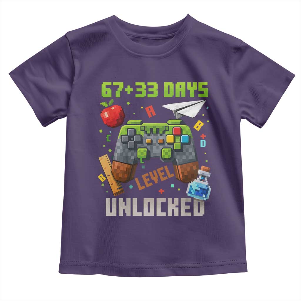 67 33 100 Days Level Unlocked Toddler T Shirt Gaming 100th Day of School Boys Kid TS10 Purple Print Your Wear