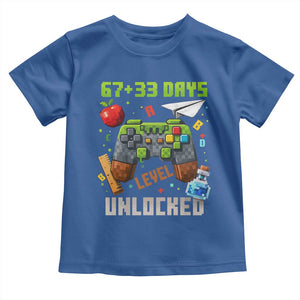 67 33 100 Days Level Unlocked Toddler T Shirt Gaming 100th Day of School Boys Kid TS10 Royal Blue Print Your Wear