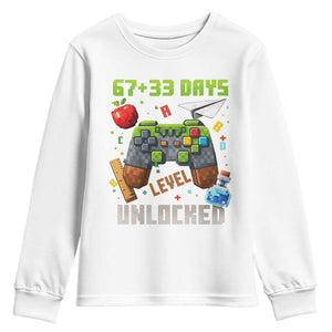 67 33 100 Days Level Unlocked Youth Sweatshirt Gaming 100th Day of School Boys Kid TS10 White Print Your Wear