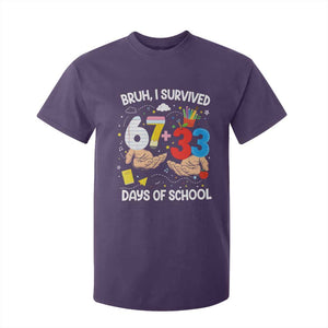 Bruh I Survived 67 33 100 Days of School T Shirt For Kid Six Seven Teachers Kids TS10 Purple Print Your Wear