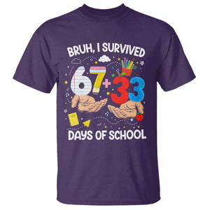 Bruh I Survived 67 33 100 Days of School T Shirt Six Seven Teachers Kids TS10 Purple Print Your Wear