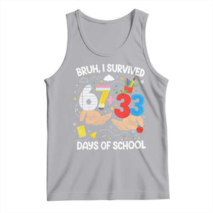 Bruh I Survived 67 33 100 Days of School Tank Top Six Seven Teachers Kids TS10 Athletic Heather Print Your Wear