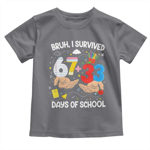 Bruh I Survived 67 33 100 Days of School Toddler T Shirt Six Seven Teachers Kids TS10 Charcoal Print Your Wear