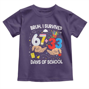 Bruh I Survived 67 33 100 Days of School Toddler T Shirt Six Seven Teachers Kids TS10 Purple Print Your Wear