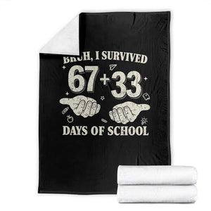 Bruh I Survived 100 Days of School Throw Blanket 67 33 Six Seven Hands Meme Funny Gen Alpha TS10 Black Print Your Wear