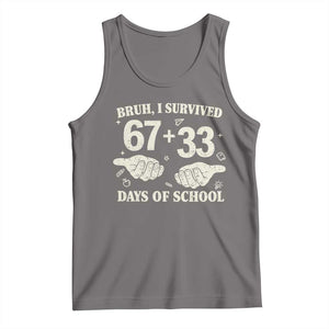 Bruh I Survived 100 Days of School Tank Top 67 33 Six Seven Hands Meme Funny Gen Alpha TS10 Deep Heather Print Your Wear