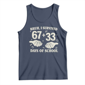 Bruh I Survived 100 Days of School Tank Top 67 33 Six Seven Hands Meme Funny Gen Alpha TS10 Navy Print Your Wear