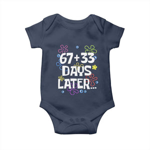 67 33 One Hundred Days Later Baby Onesie Funny 100th Day of School Flowers TS10 Navy Print Your Wear