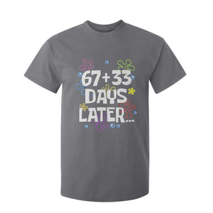 67 33 One Hundred Days Later T Shirt For Kid Funny 100th Day of School Flowers TS10 Charcoal Print Your Wear