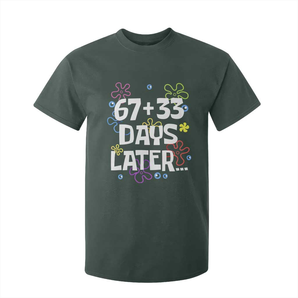 67 33 One Hundred Days Later T Shirt For Kid Funny 100th Day of School Flowers TS10 Dark Forest Green Print Your Wear