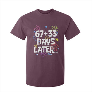 67 33 One Hundred Days Later T Shirt For Kid Funny 100th Day of School Flowers TS10 Maroon Print Your Wear