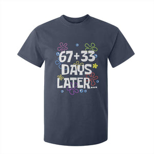 67 33 One Hundred Days Later T Shirt For Kid Funny 100th Day of School Flowers TS10 Navy Print Your Wear