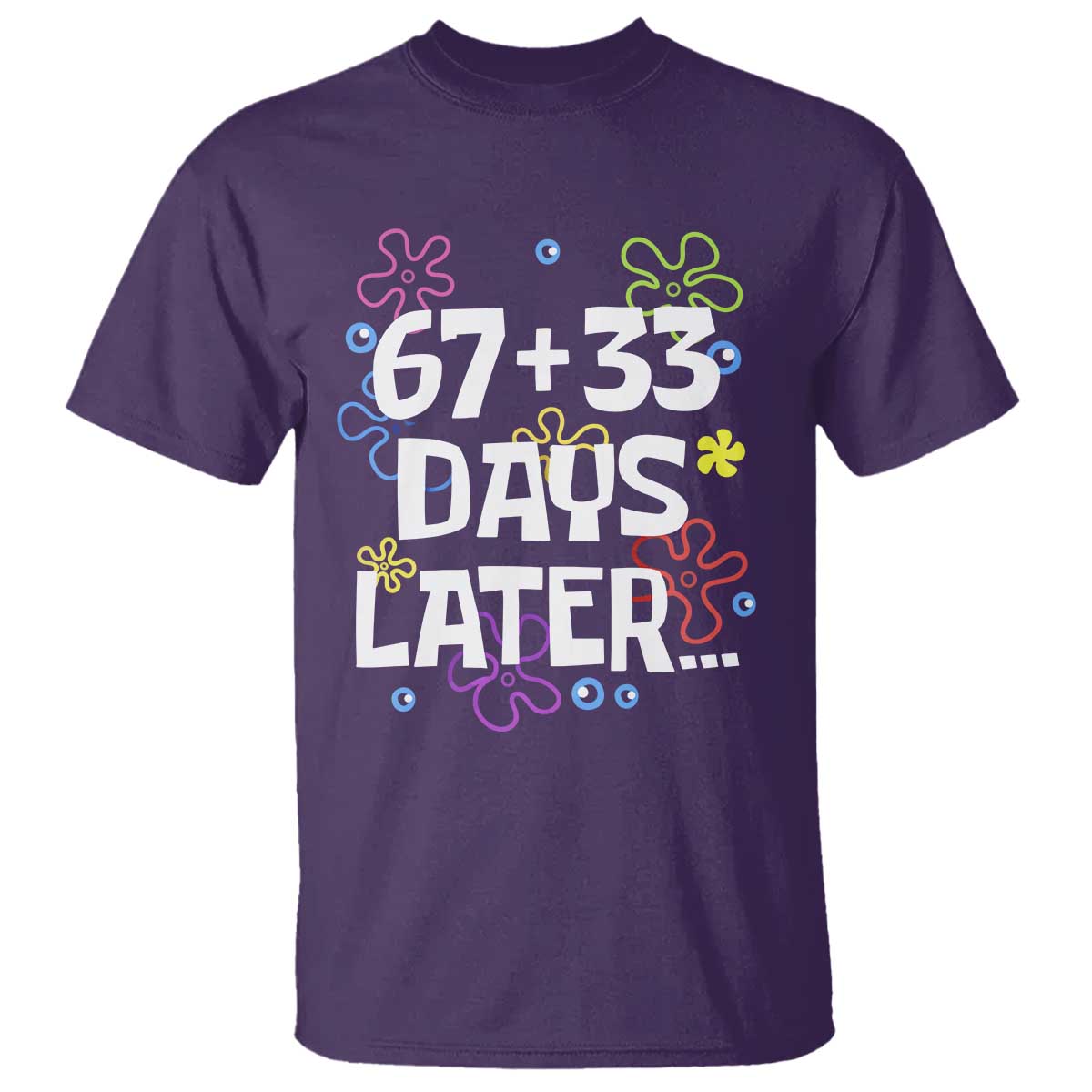 67 33 One Hundred Days Later T Shirt Funny 100th Day of School Flowers TS10 Purple Print Your Wear