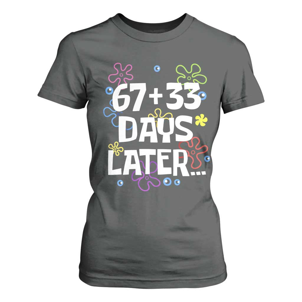 67 33 One Hundred Days Later T Shirt For Women Funny 100th Day of School Flowers TS10 Dark Heather Print Your Wear