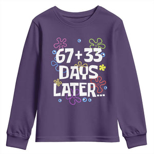 67 33 One Hundred Days Later Youth Sweatshirt Funny 100th Day of School Flowers TS10 Purple Print Your Wear