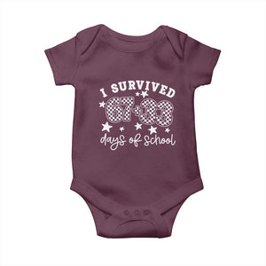 I Survived 67 33 100 Days of School Baby Onesie Funny 100th Day of School One Hundred Days TS10 Maroon Print Your Wear