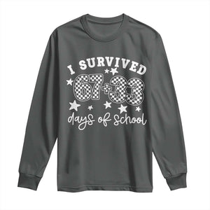 I Survived 67 33 100 Days of School Long Sleeve Shirt Funny 100th Day of School One Hundred Days TS10 Dark Heather Print Your Wear
