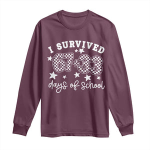 I Survived 67 33 100 Days of School Long Sleeve Shirt Funny 100th Day of School One Hundred Days TS10 Maroon Print Your Wear