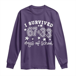 I Survived 67 33 100 Days of School Long Sleeve Shirt Funny 100th Day of School One Hundred Days TS10 Purple Print Your Wear