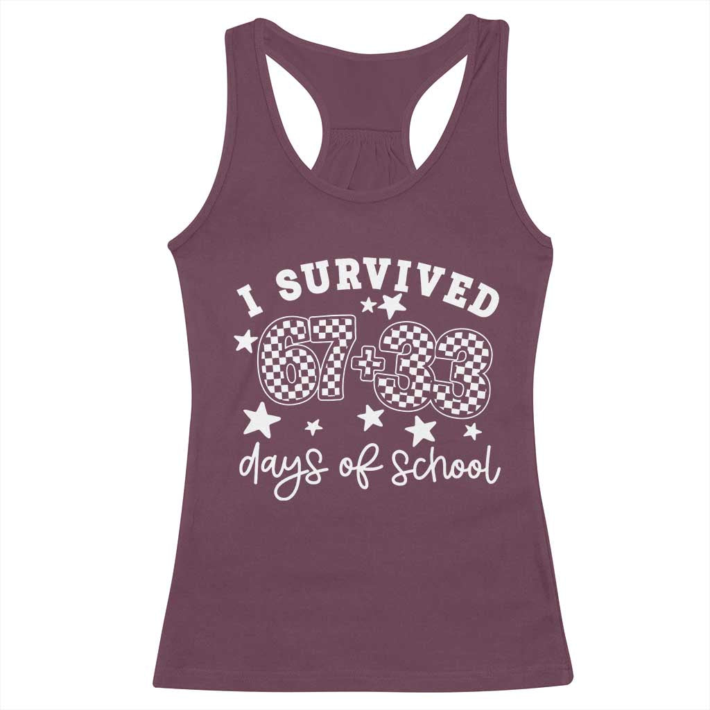 I Survived 67 33 100 Days of School Racerback Tank Top Funny 100th Day of School One Hundred Days TS10 Maroon Print Your Wear