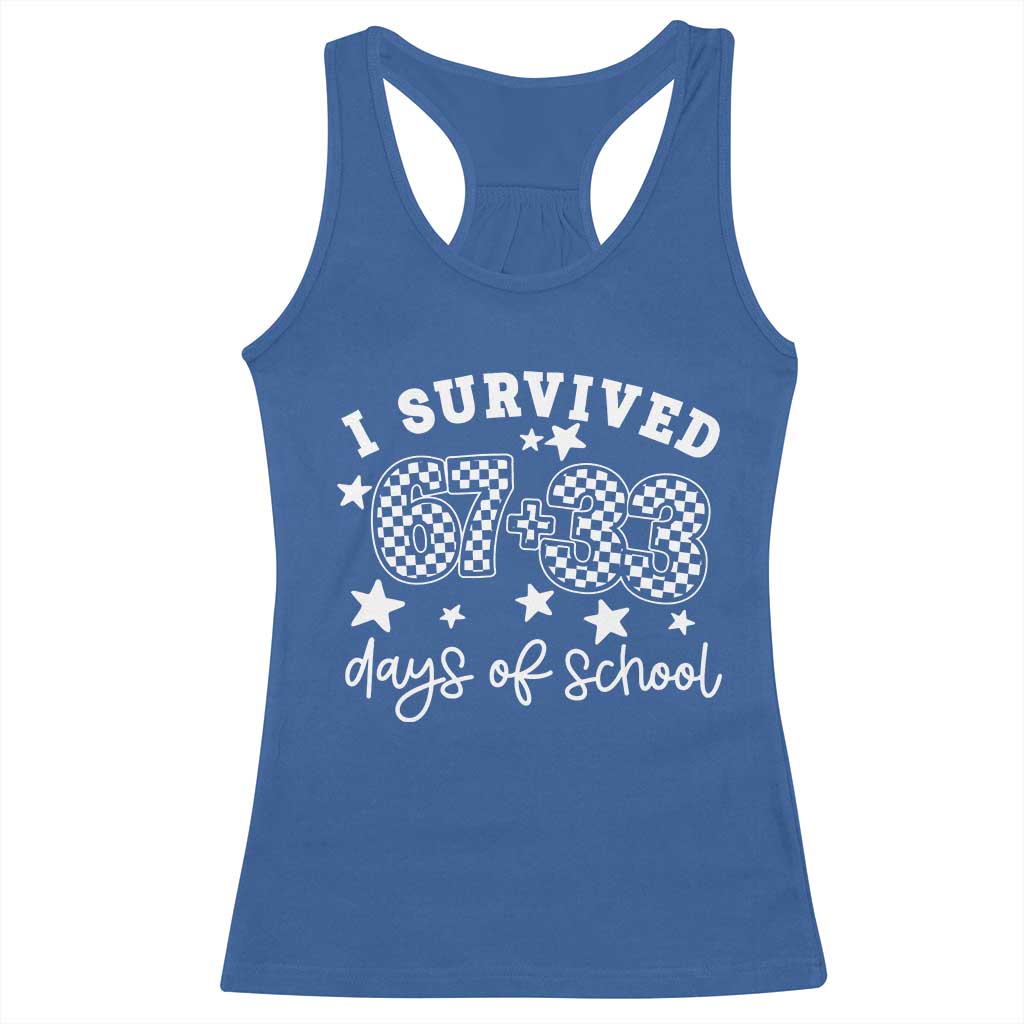 I Survived 67 33 100 Days of School Racerback Tank Top Funny 100th Day of School One Hundred Days TS10 Royal Blue Print Your Wear