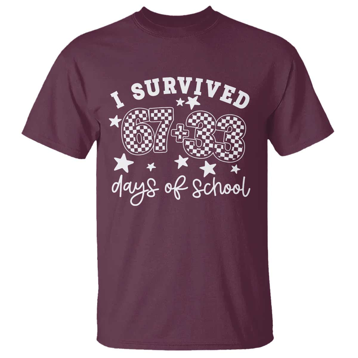I Survived 67 33 100 Days of School T Shirt Funny 100th Day of School One Hundred Days TS10 Maroon Print Your Wear