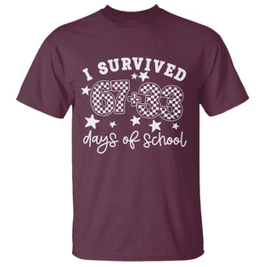 I Survived 67 33 100 Days of School T Shirt Funny 100th Day of School One Hundred Days TS10 Maroon Print Your Wear