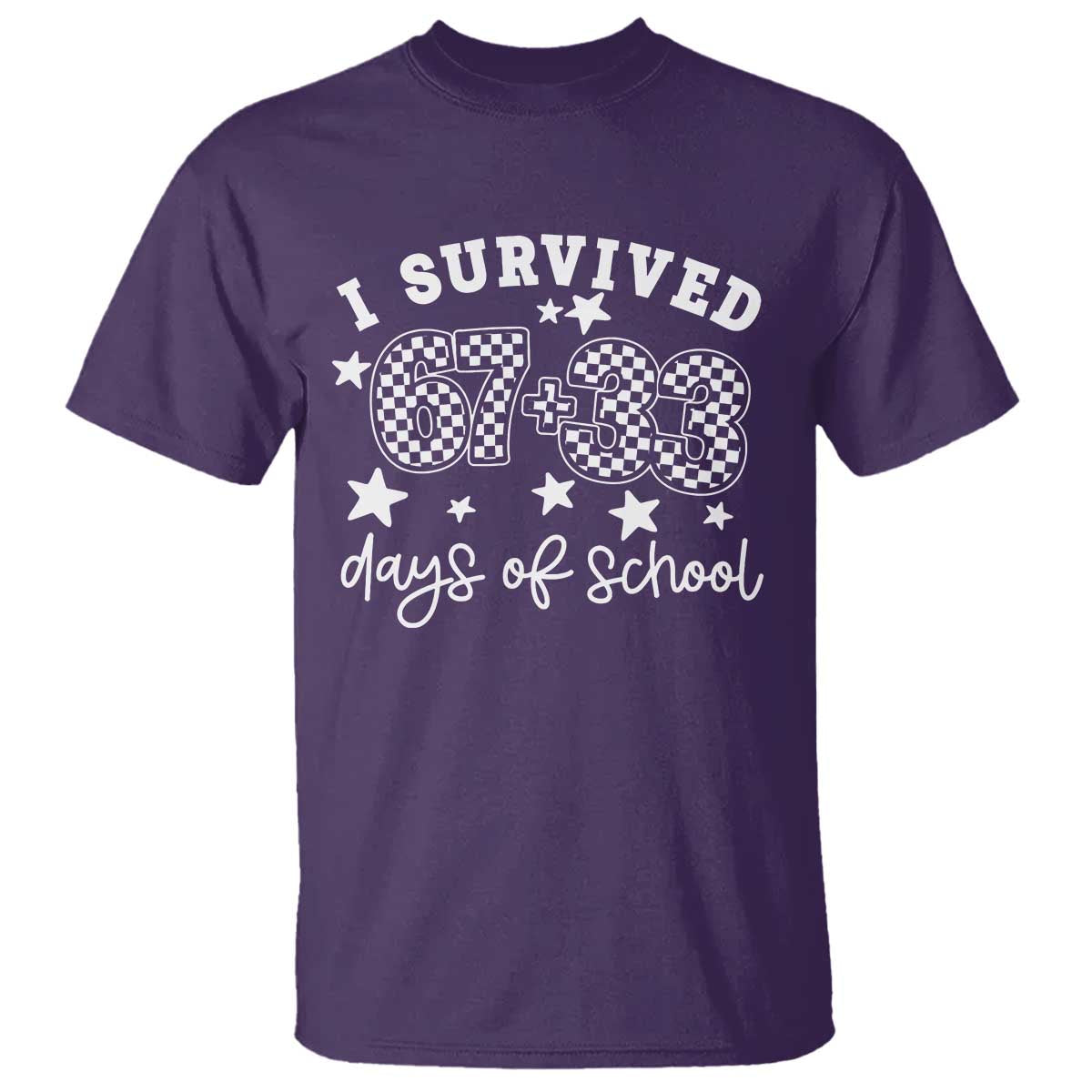 I Survived 67 33 100 Days of School T Shirt Funny 100th Day of School One Hundred Days TS10 Purple Print Your Wear