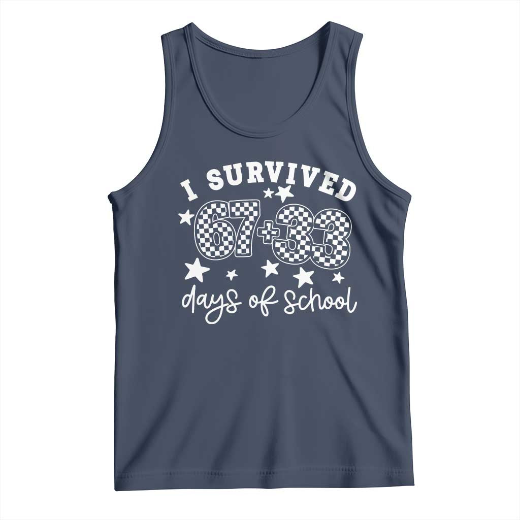 I Survived 67 33 100 Days of School Tank Top Funny 100th Day of School One Hundred Days TS10 Navy Print Your Wear