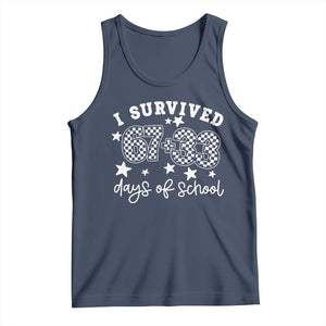 I Survived 67 33 100 Days of School Tank Top Funny 100th Day of School One Hundred Days TS10 Navy Print Your Wear