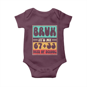 Bruh I Survived 67 33 Days of School Baby Onesie Retro 100th Day of School Boys Teachers Pupils TS10 Maroon Print Your Wear