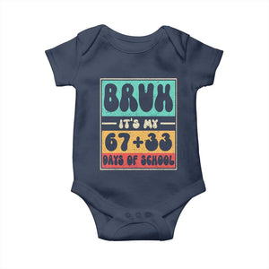 Bruh I Survived 67 33 Days of School Baby Onesie Retro 100th Day of School Boys Teachers Pupils TS10 Navy Print Your Wear