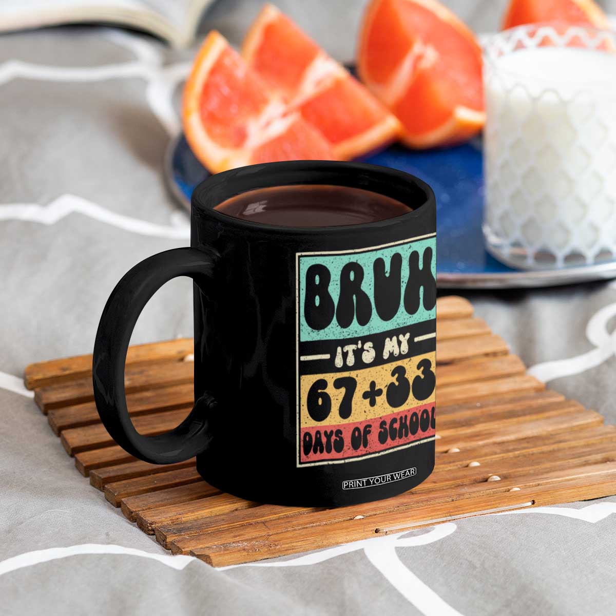 Bruh I Survived 67 33 Days of School Coffee Mug Retro 100th Day of School Boys Teachers Pupils TS10 Print Your Wear