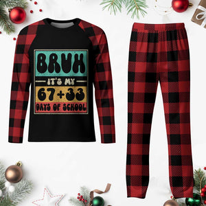 Bruh I Survived 67 33 Days of School Plaid Pajama Set Retro 100th Day of School Boys Teachers Pupils TS10 Buffalo Plaid Print Your Wear