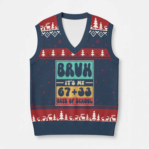 Bruh I Survived 67 33 Days of School V-Neck Knit Sweater Vest Retro 100th Day of School Boys Teachers Pupils TS10 Navy Red Print Your Wear