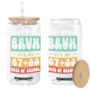 Bruh I Survived 67 33 Days of School Glass Can Retro 100th Day of School Boys Teachers Pupils TS10 Print Your Wear