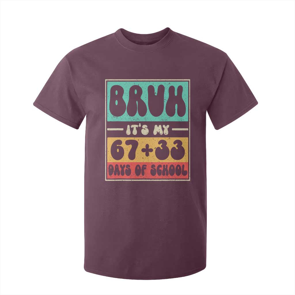 Bruh I Survived 67 33 Days of School T Shirt For Kid Retro 100th Day of School Boys Teachers Pupils TS10 Maroon Print Your Wear