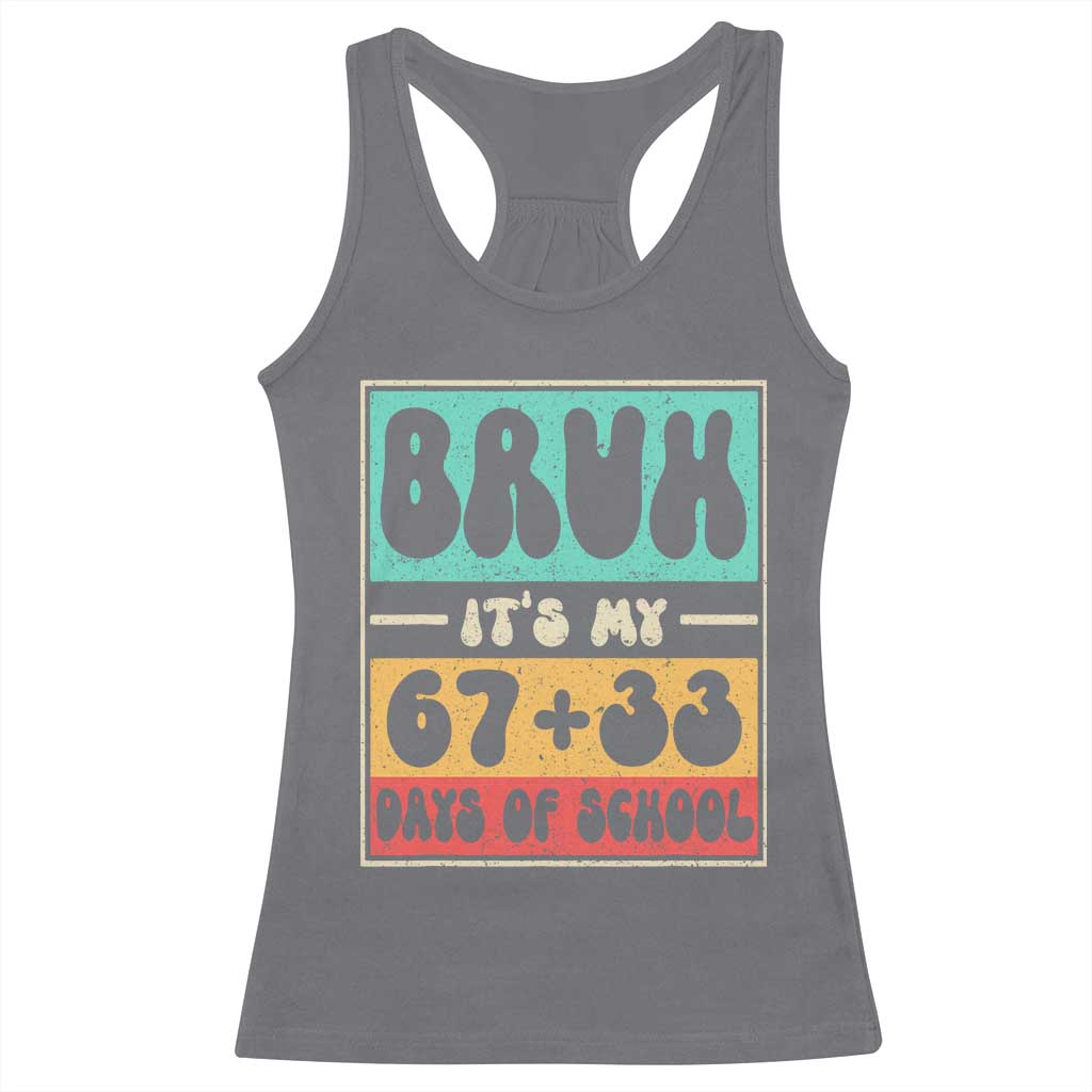 Bruh I Survived 67 33 Days of School Racerback Tank Top Retro 100th Day of School Boys Teachers Pupils TS10 Charcoal Print Your Wear