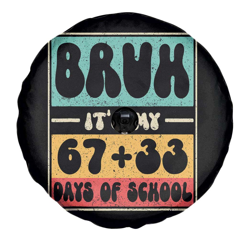 Bruh I Survived 67 33 Days of School Spare Tire Cover Retro 100th Day of School Boys Teachers Pupils TS10 Print Your Wear
