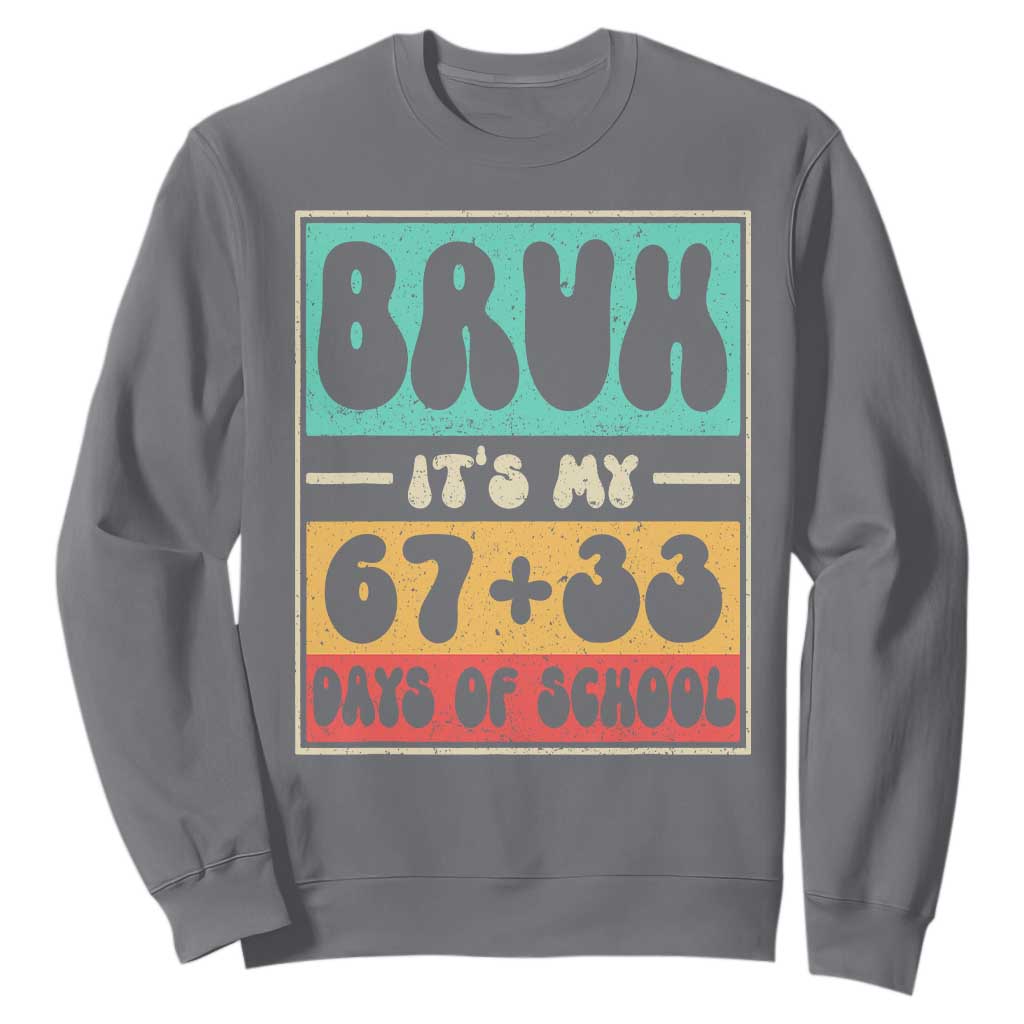 Bruh I Survived 67 33 Days of School Sweatshirt Retro 100th Day of School Boys Teachers Pupils TS10 Charcoal Print Your Wear