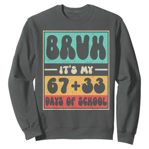Bruh I Survived 67 33 Days of School Sweatshirt Retro 100th Day of School Boys Teachers Pupils TS10 Dark Heather Print Your Wear