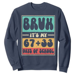 Bruh I Survived 67 33 Days of School Sweatshirt Retro 100th Day of School Boys Teachers Pupils TS10 Navy Print Your Wear