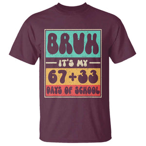 Bruh I Survived 67 33 Days of School T Shirt Retro 100th Day of School Boys Teachers Pupils TS10 Maroon Print Your Wear