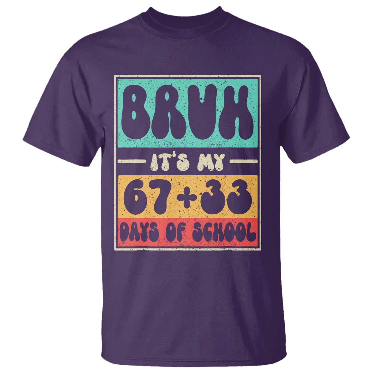 Bruh I Survived 67 33 Days of School T Shirt Retro 100th Day of School Boys Teachers Pupils TS10 Purple Print Your Wear
