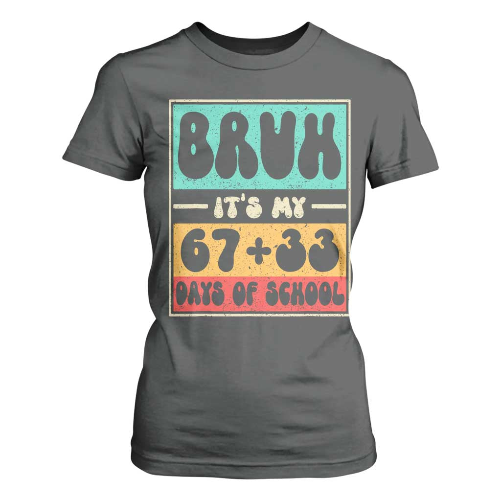 Bruh I Survived 67 33 Days of School T Shirt For Women Retro 100th Day of School Boys Teachers Pupils TS10 Dark Heather Print Your Wear