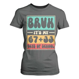 Bruh I Survived 67 33 Days of School T Shirt For Women Retro 100th Day of School Boys Teachers Pupils TS10 Dark Heather Print Your Wear