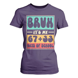 Bruh I Survived 67 33 Days of School T Shirt For Women Retro 100th Day of School Boys Teachers Pupils TS10 Purple Print Your Wear