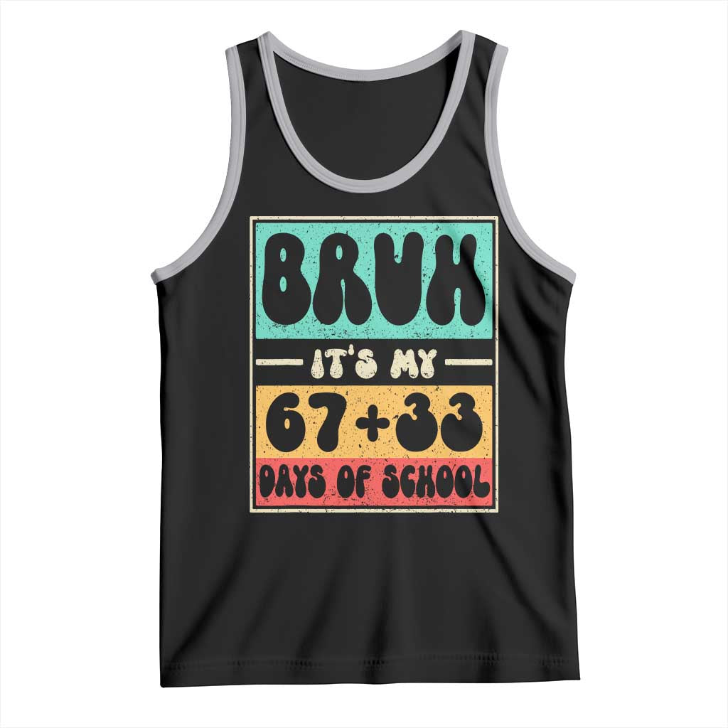 Bruh I Survived 67 33 Days of School Tank Top Retro 100th Day of School Boys Teachers Pupils TS10 Black Athletic Heather Print Your Wear