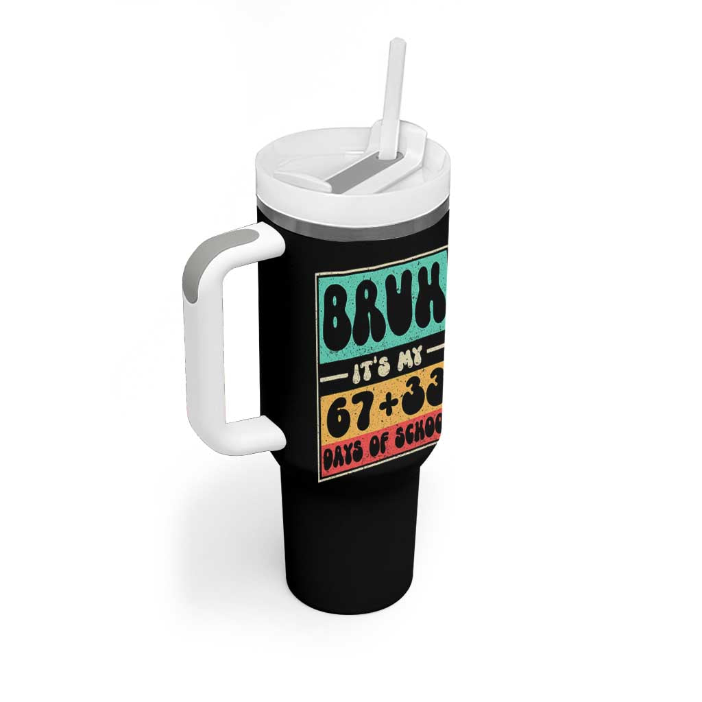 Bruh I Survived 67 33 Days of School Tumbler With Handle Retro 100th Day of School Boys Teachers Pupils TS10 Print Your Wear